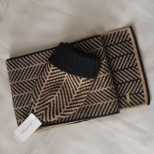Calvin Klein Chevron Hat & Scarf Set -  NWT